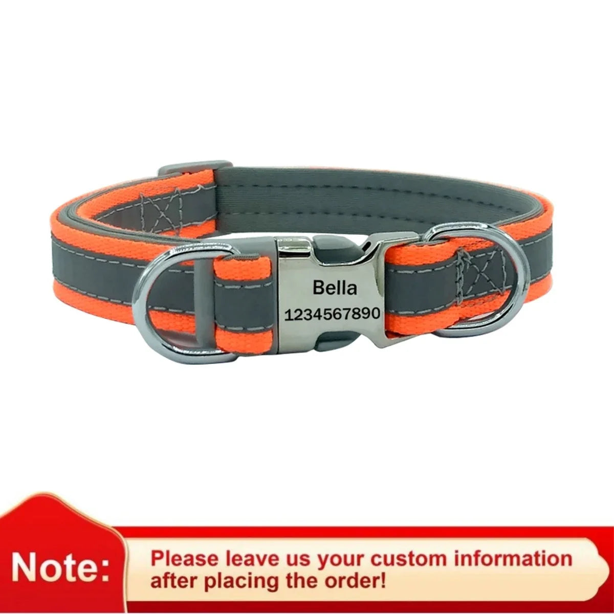 Adjustable Reflective Personalized Dog Collar Free Engraving Custom ID Collars Durable Puppy Collar for Small Medium Large Dogs