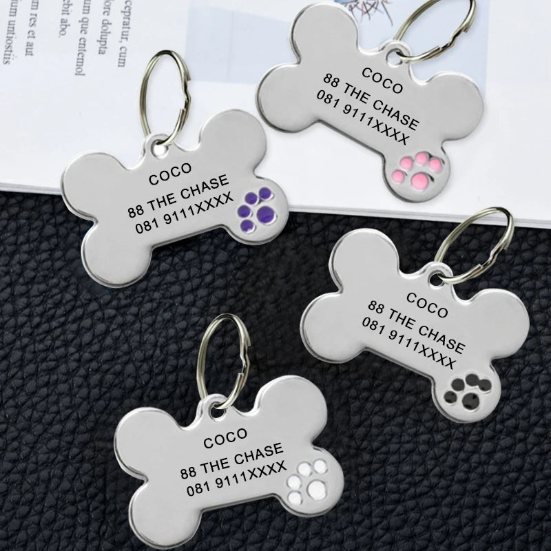 Personalized Engraving Anti-lost Dog ID Tag Identification Customized Pet Name Puppy Collar Dog Cat Bone Tags Pet Supplies