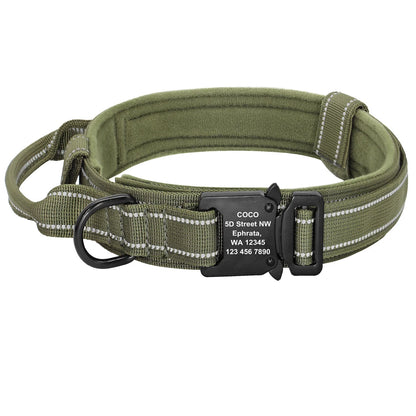 Personalized Tactical Dog Collar Military Nylon Pet Collar Customized Pet Collars With Quick Control Handle for Large Dogs Walk