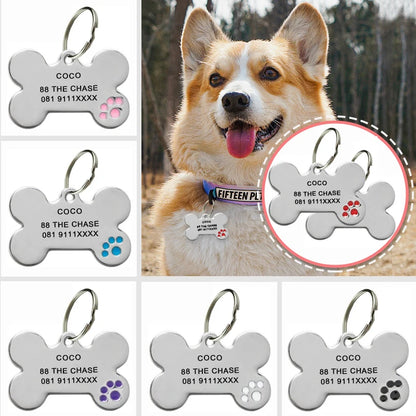 Personalized Engraving Anti-lost Dog ID Tag Identification Customized Pet Name Puppy Collar Dog Cat Bone Tags Pet Supplies