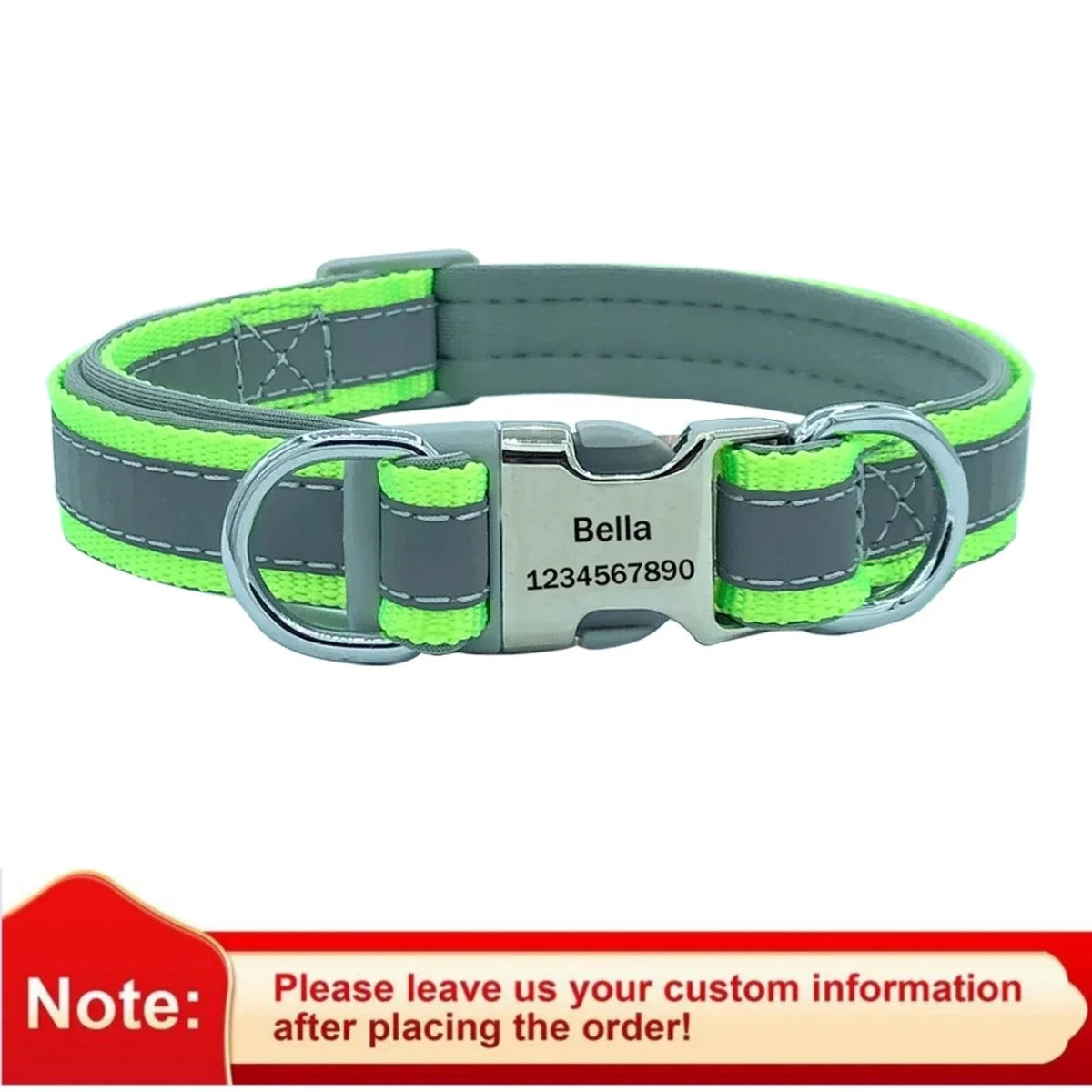 Adjustable Reflective Personalized Dog Collar Free Engraving Custom ID Collars Durable Puppy Collar for Small Medium Large Dogs