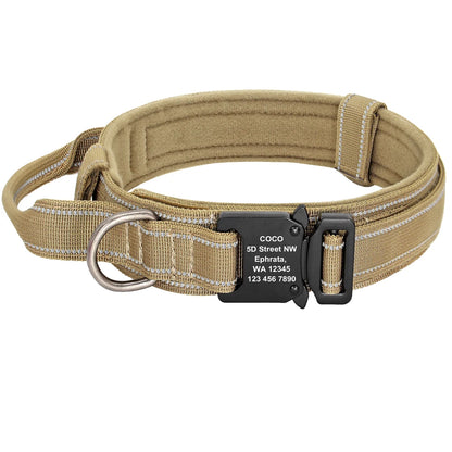 Personalized Tactical Dog Collar Military Nylon Pet Collar Customized Pet Collars With Quick Control Handle for Large Dogs Walk