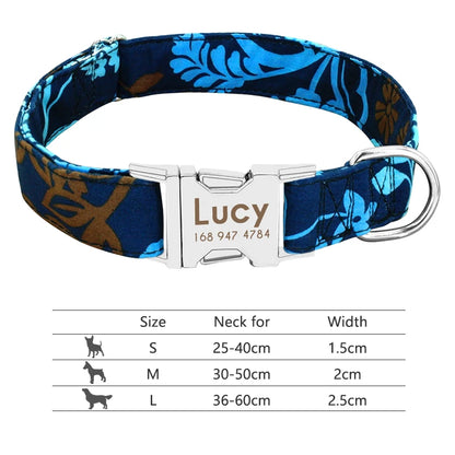 Nylon Dog Collar Personalized Pet Collar Engraved ID Tag Nameplate Reflective for Small Medium Large Dogs Pitbull Pug