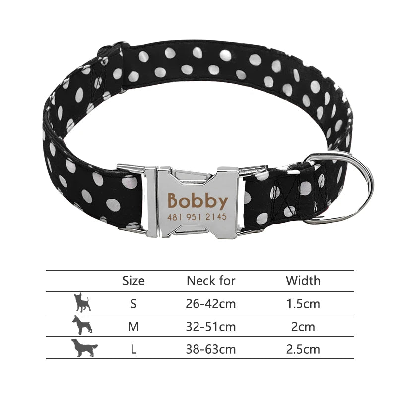 Nylon Dog Collar Personalized Pet Collar Engraved ID Tag Nameplate Reflective for Small Medium Large Dogs Pitbull Pug