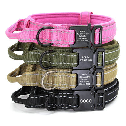 Personalized Tactical Dog Collar Military Nylon Pet Collar Customized Pet Collars With Quick Control Handle for Large Dogs Walk